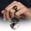 انگشتر نقره ترک وارداتی نگین اونیکس کد TU0015